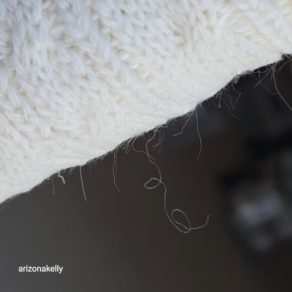 Wool or Wool Blend Cable Knit Ivory Scarf - Picture 14 of 15